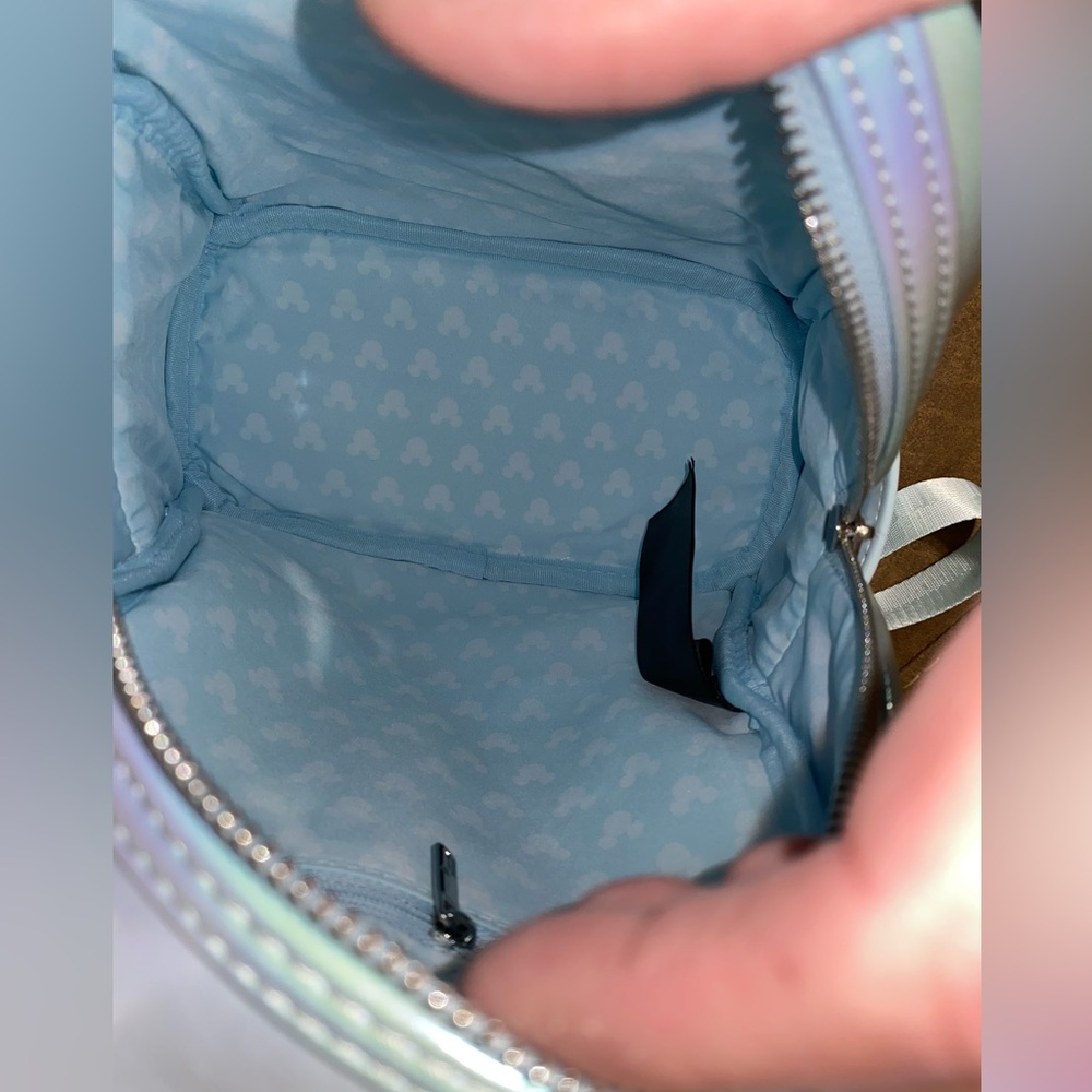 NWT- Loungefly Iridescent Blue Backpack with Sequins ears and bow - Picture 6 of 6